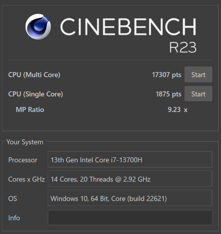 cinebenchr23 GALLERIA XL7C R45