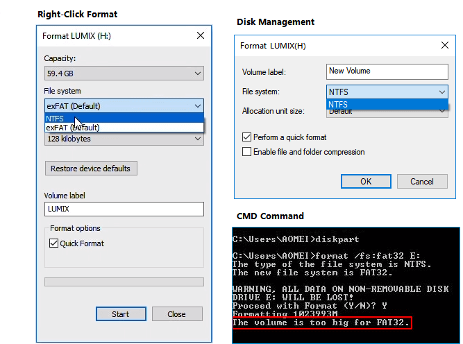cannot format sd card to fat32
